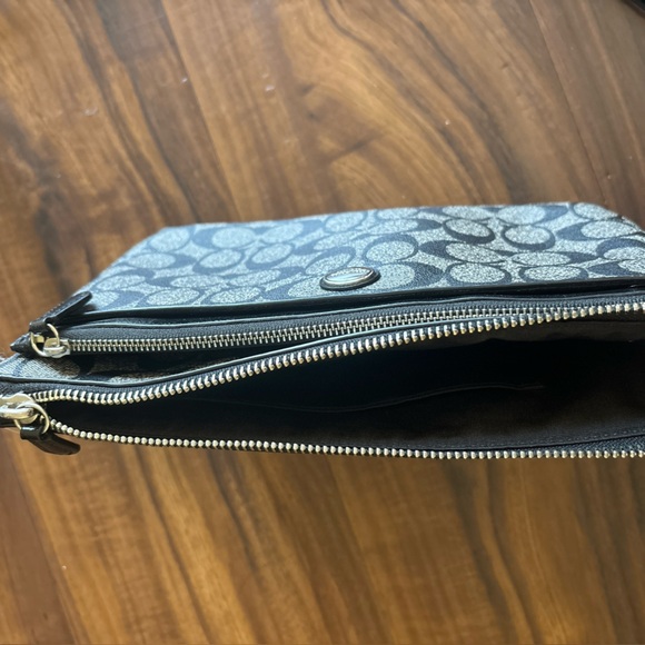 Coach Gray Black Signature Leather Trim Shoulder Bag - Picture 3 of 3